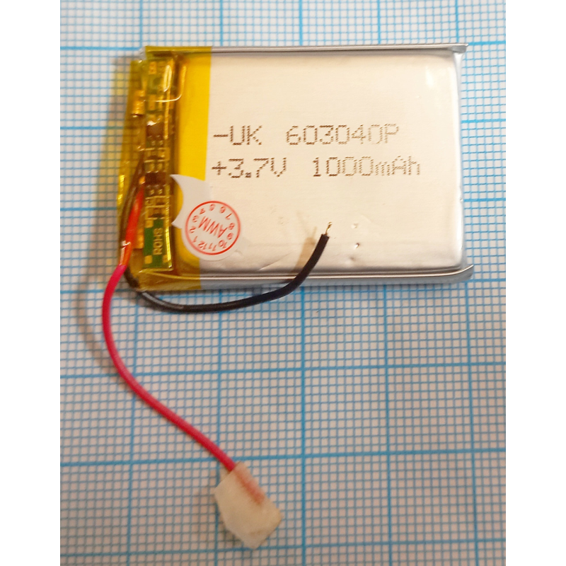 Акумулятор внутрішній 5.9х30х40 мм (1000mAh 3,7V) 603040 AAA клас