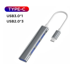 USB Хаб — розгалужувач USB 3.0 з Type-C на 4 USB-порти для ноутбука, комп“ютера, телефона