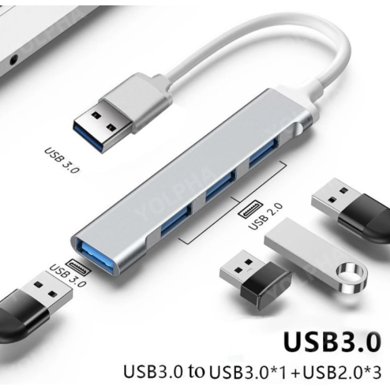 USB Хаб — розгалужувач USB 3.0 з Type-C на 4 USB-порти для ноутбука, комп“ютера, телефона