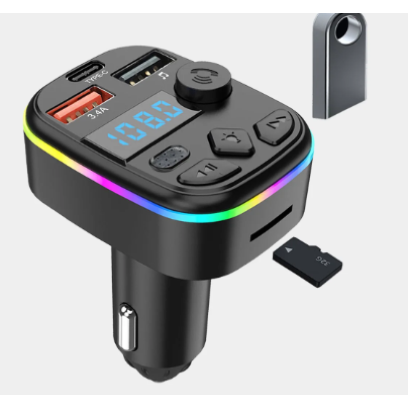 Автомобільний адаптер FM-модулятор трансмітер Bluetooth 5.0