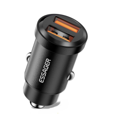 Автомобільний зарядний пристрій Essager 30 W 2 USB-A зі швидким заряджанням, заряд від прикурювача, чорний