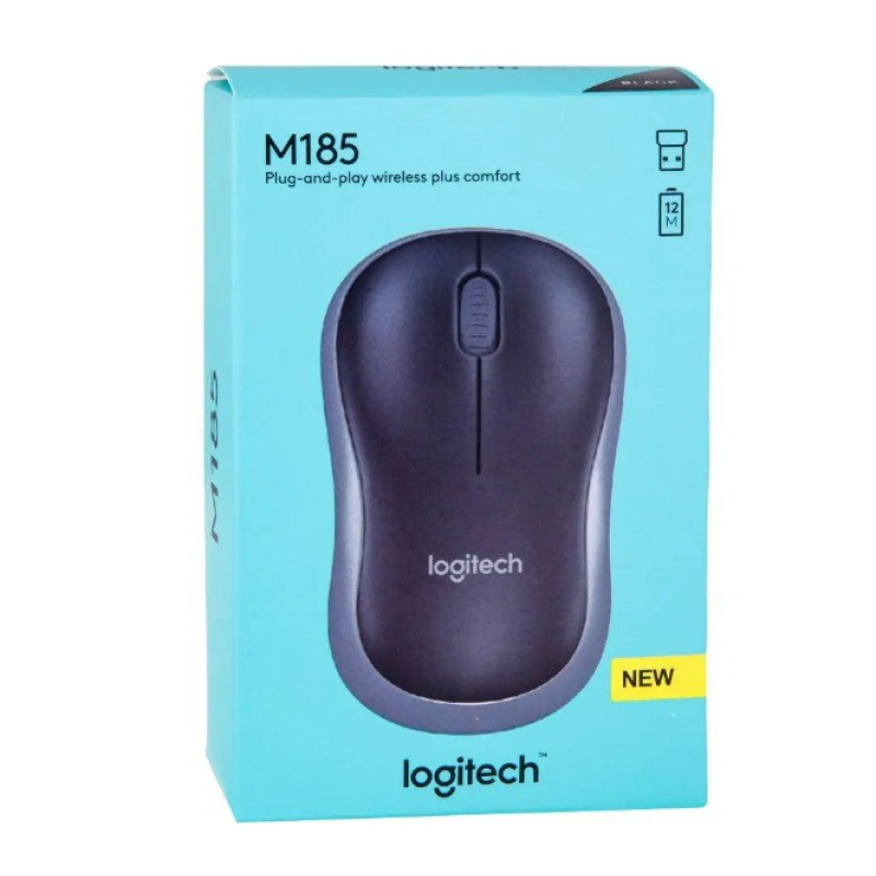 Бездротова миша Logitech M185 1х1 чорнао-синя для ПК з ресивером (2063-235)