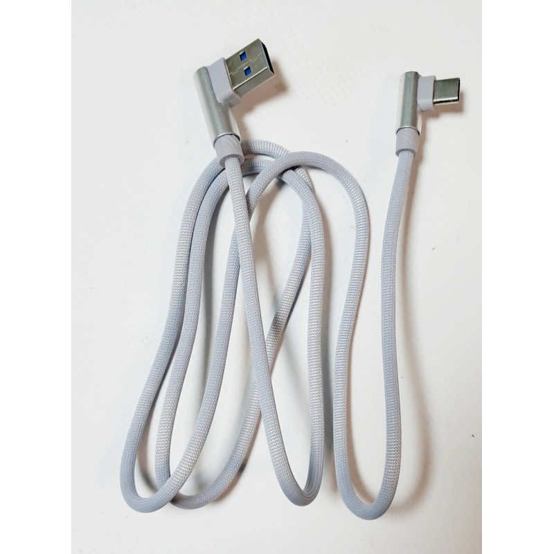 Кабель USB — Type-C з функцією швидкого заряджання ткане обплетення кутовий USB to Type-C сірий 1 м тих упак