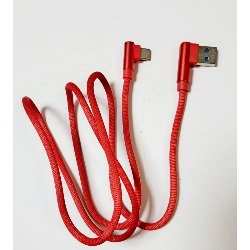 Кабель USB — Type-C з функцією швидкого заряджання ткане обплетення кутовий USB to Type-C червоний 1 м