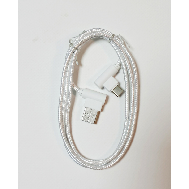 Кабель USB — Type-C з функцією швидкого заряджання тканєва оплетка  угловий USB to Type-C чорний 1 м