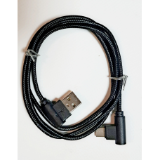 Кабель USB — Type-C з функцією швидкого заряджання тканєва оплетка  угловий USB to Type-C чорний 1 м