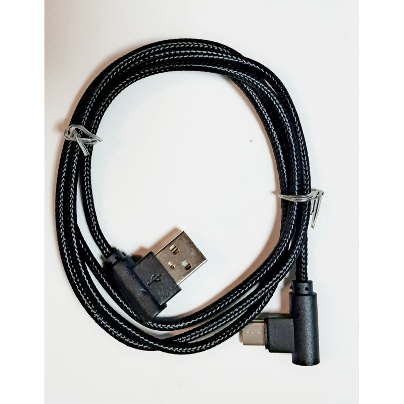 Кабель USB — Type-C з функцією швидкого заряджання тканєва оплетка  угловий USB to Type-C чорний 1 м