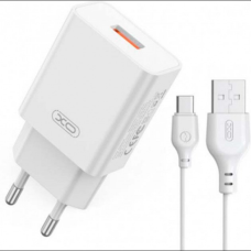 Мережевий зарядний пристрій XO L127 USB-A QC18W Fast Charging Charger   з кабелем Type-C  Білий