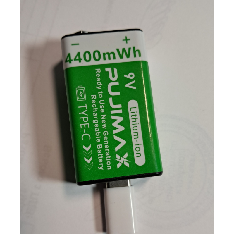 Аккумуляторы Крона 6F22 с USB TYPE-C 9V Pujimax Li-Ion, 1200mAh  + кабель