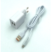 Адаптер живлення/Сітове ЗП DENMEN DC02V + кабель Micro USB (5V/2.1A/2USB) White