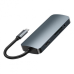 USB HUB адаптер Remax RU-U91 3 USB / Type-C PD / HDMI 4K / SD / TF / AUX / RJ-45 9 in 1, Gray