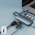USB HUB адаптер Remax RU-U91 3 USB / Type-C PD / HDMI 4K / SD / TF / AUX / RJ-45 9 in 1, Gray