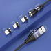 Кабель магнітний TOPK AM59 3в1 micro usb, lightning, type c (2 m) — Black 3 Ампери