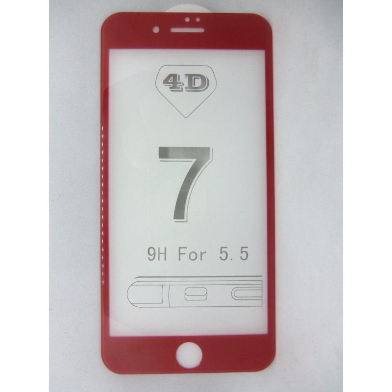 Захисне скло 4D Iphone 7/8 plus RED (червоний)