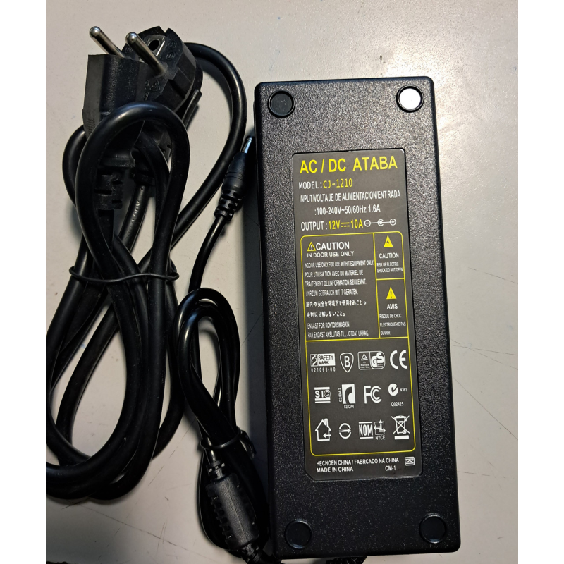 Блок живлення Ataba 12V 10A з роз“ємом 5,5 мм на 2,1 мм