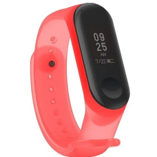Ремінець силіконовий браслет Mi Band 5 мі бенд 5 прозорий червоний