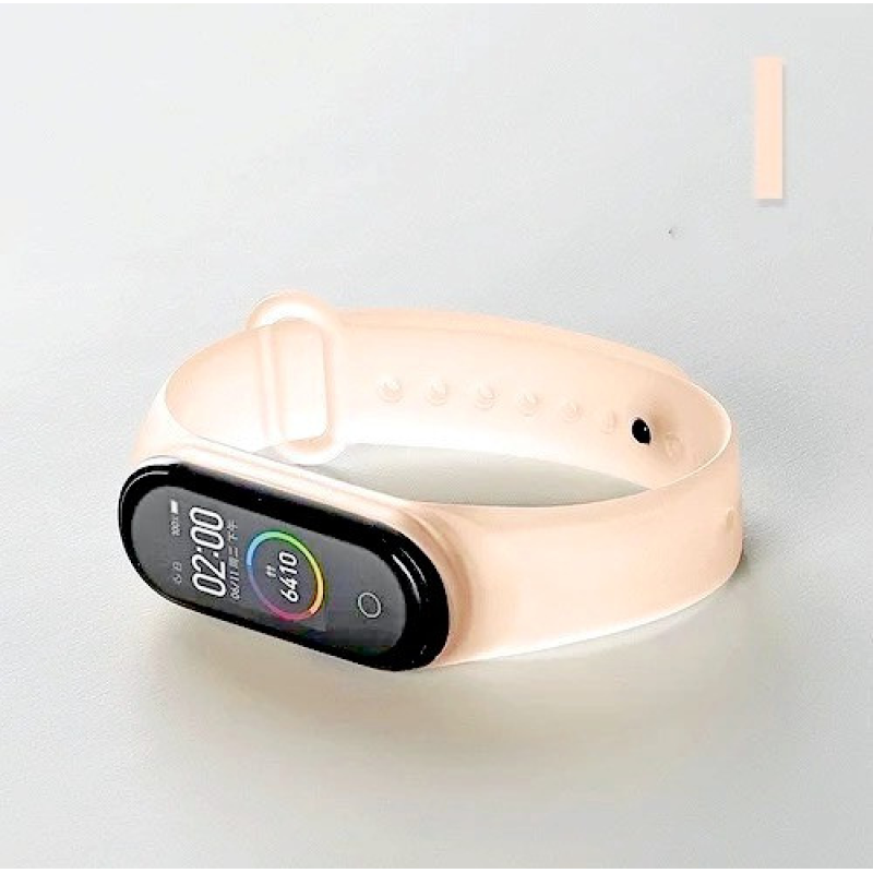 Ремінець силіконовий браслет Mi Band 5 мі бенд 5 прозорий персиковий
