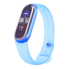 Ремінець силіконовий браслет Mi Band 5 мі бенд 5 прозорий блакитний