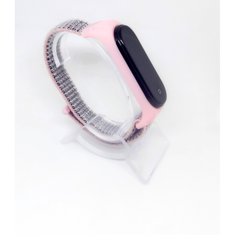 Ремінець для фітнес браслета MiBand 3/4 нейлон мі бенд 3/4 рожевий