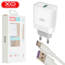 Мережевий зарядний пристрій XO L63 1USB QC3.0 15W Fast + кабель type C White