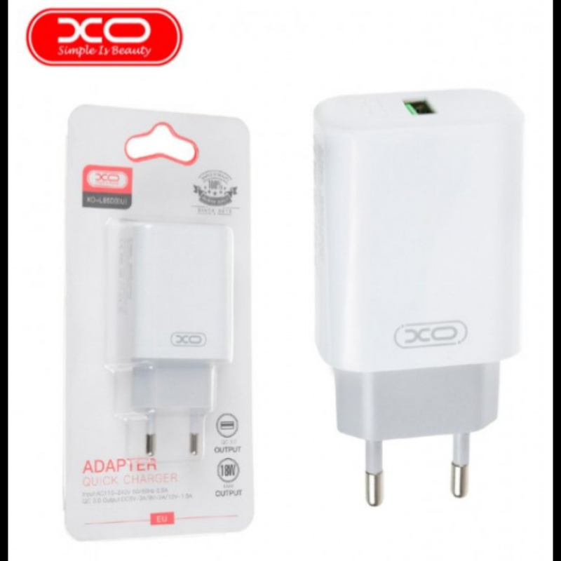 Мережевий зарядний пристрій XO L36 1USB QC3.0 18W Швидка зарядка