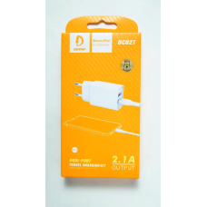 Зарядний мережевий пристрій, адаптер живлення DENMEN DC02T (2 USB 2.1 A) Type-C White