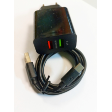 СЗП Grand D18AQ-2, з кабелем, Type-C, з функцією швидкого заряджання USB 3.0 Quick Charge 3.0 2.1 A, чорний