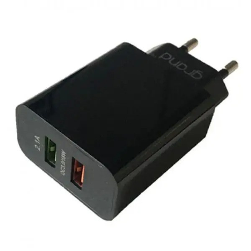 ЗЗП Grand D18AQ-2 з функцією швидкого заряджання USB 3.0 Quick Charge 3.0 2.1 A, чорний