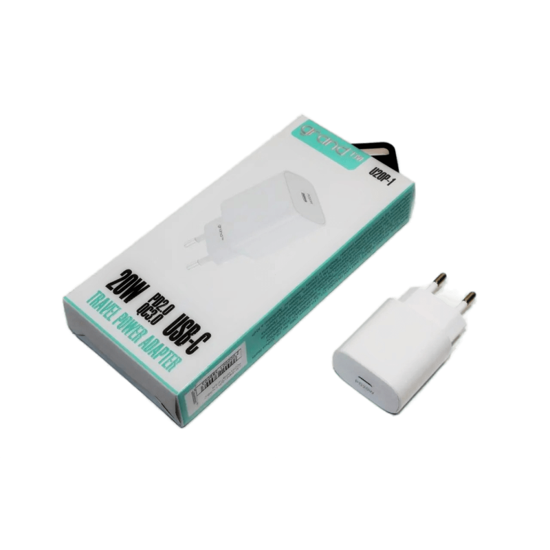 Зарядное устройство GRAND U20P-1 USB-C PD20W с кабелем, Type-C  to Lightning White													 білий